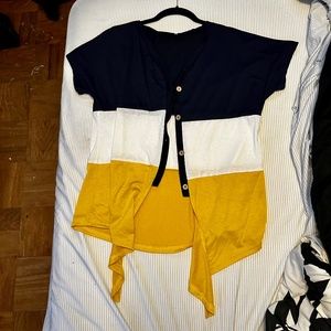 Color Block Button Up Blouse